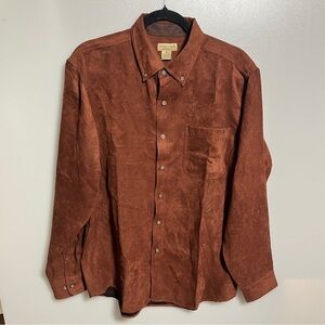 Rugged Earth M brown Long Sleeve Outdoor/Fishing Shirt casual cowboy suede light